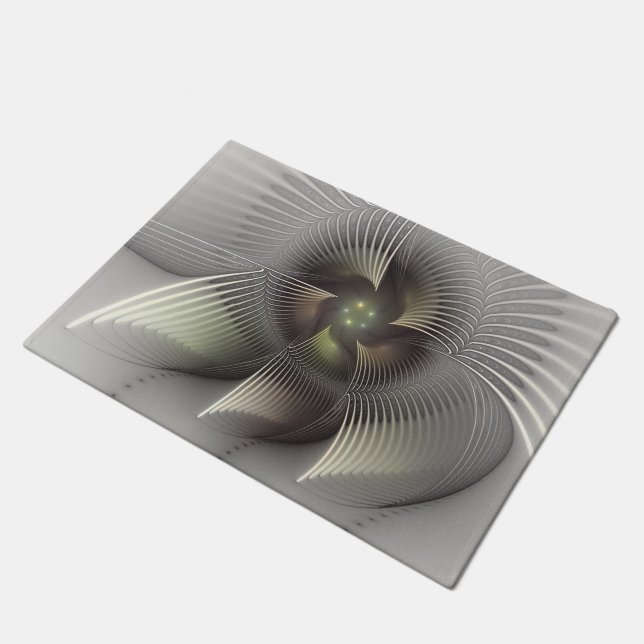 Tapete Arte fractal de forma 3D abstrata moderna (Inclinado)