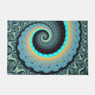 Tapete Arte Fractal Espiral Azul Turquesa Laranja Abstrat