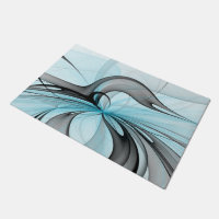 Arte Fractal Moderna Abstrata Antracite Cinza Azul