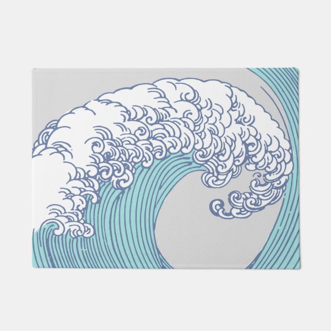 Tapete Arte Oceânica Onda Surf Japonês (Frente)