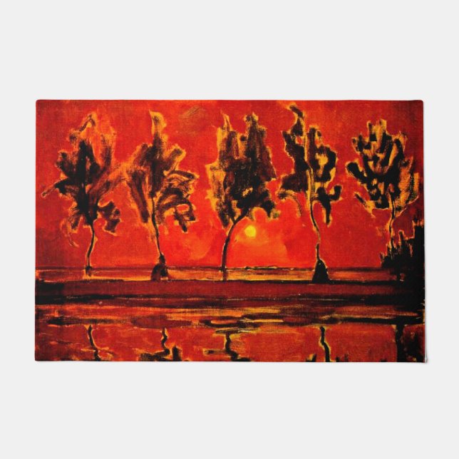 Tapete Arte Piet Mondrian, Árvores pelo Geine em Moonrise (Frente)