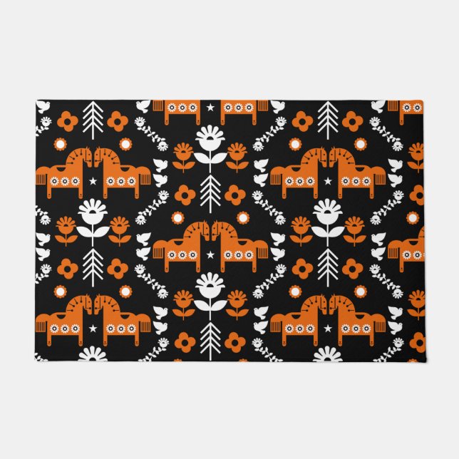 Tapete Arte popular sobre cavalos escandinavos (Frente)