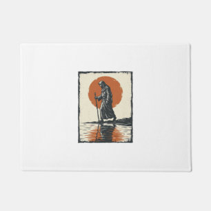 Tapete Arte Vetorial Figura Caminhando Pôr do Sol Reflexo