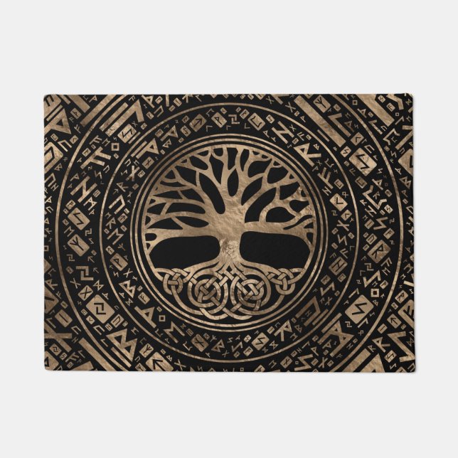 Tapete Árvore da vida - Padrão Runic de Yggdrasil (Frente)