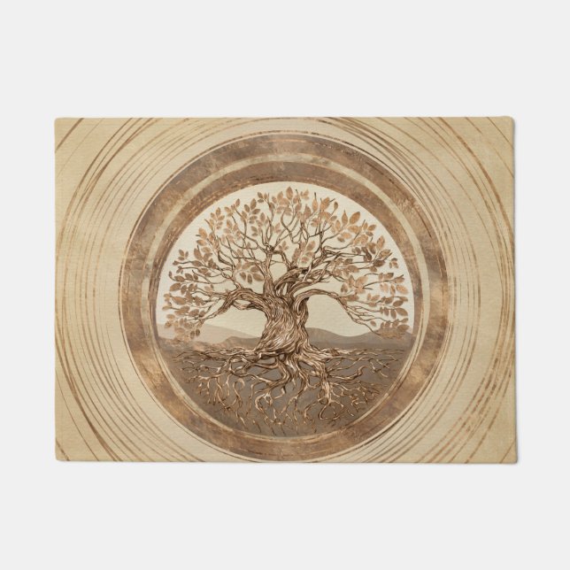 Tapete Árvore da vida - Yggdrasil Pastel Dourado (Frente)