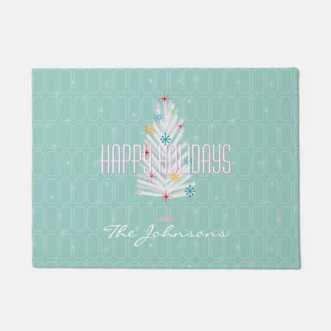 Tapete Árvore de Natal de Alumínio Natal Teal Natal (Frente)