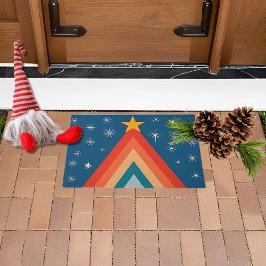 Tapete Árvore de Natal Minimalista Vermelho e Azul