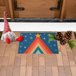 Tapete Árvore de Natal Minimalista Vermelho e Azul