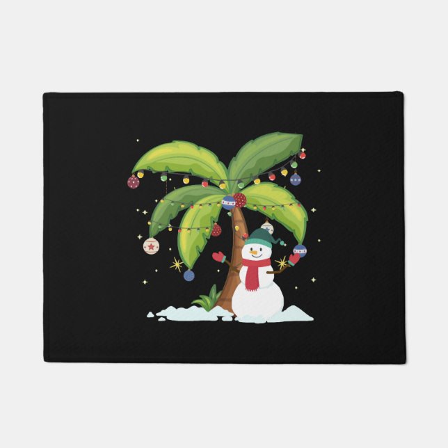 Tapete Árvore De Palma De Natal E Neve (Frente)