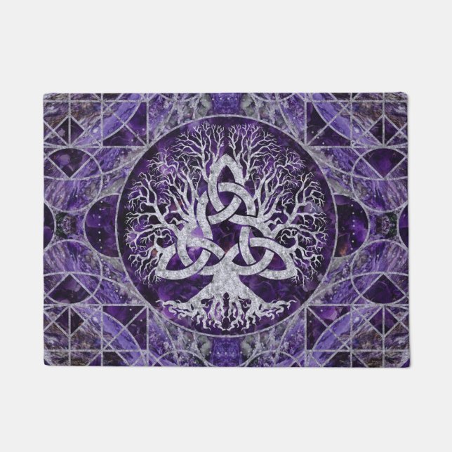 Tapete Árvore de vida com ametista e prata de Triquetra (Frente)