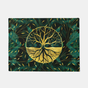 Tapete Árvore de vida dourada Yggdrasil na malaquite