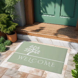 Tapete Árvore Elegante Verde Moderno YOGA Bem-vindo