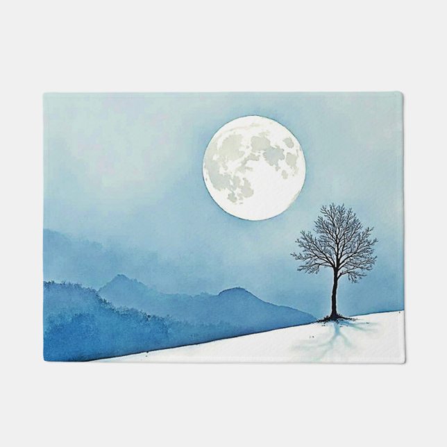 Tapete Árvore Solitária: Arte da Serenidade da Lua Cheia  (Frente)