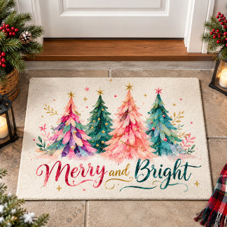 Tapete Árvores de Natal Coloridas aquarela Alegre e Brilh