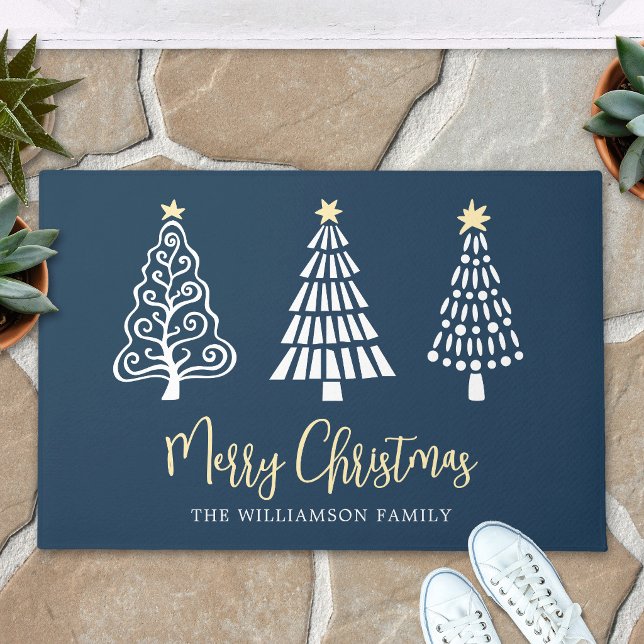 Tapete Árvores em Script Azul Marinho Feliz Natal Persona (Criador carregado)