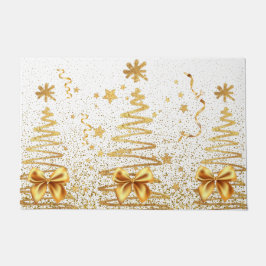 Tapete Árvores ouros modernas brilham branco de Natal