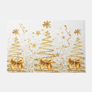 Tapete Árvores ouros modernas brilham branco de Natal