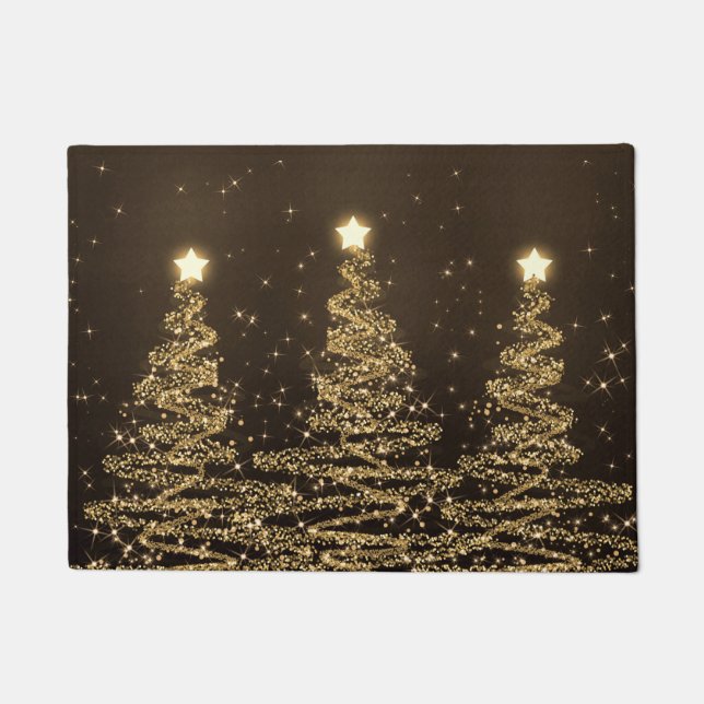 Tapete Árvores Sparkling do Natal elegante Dourados (Frente)