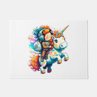 Tapete Astronauta cavalgando um Unicórnio Colorido