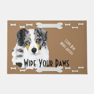 Tapete Aussie azul de Merle & Doormat dos ossos de cão