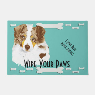 Tapete Aussie vermelho de Merle & Doormat dos ossos de