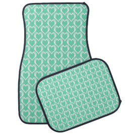 Tapete Automotivo Aquamarine White Hearts Pattern