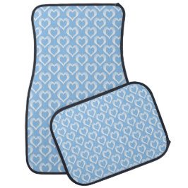 Tapete Automotivo Blue White Hearts Pattern