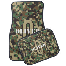 Camuflagem Verde Marrom Bege Monograma Nome