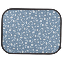 Cinza Azul e Padrão Floral Branco Fresco
