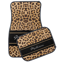 Girly Leopard Imprima Black Brown Monogramas Nome