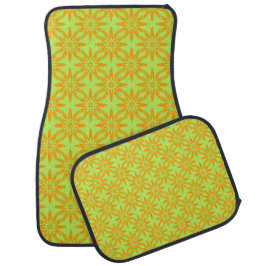 Tapete Automotivo Orange Green Flower Seamless Pattern