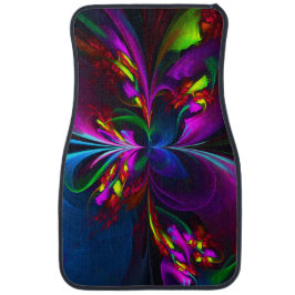 Tapete Automotivo Padrão Azul Vermelho Abstrato Floral Moderno #15