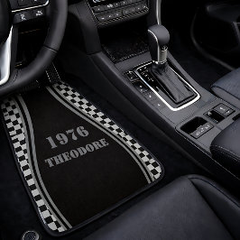 Tapete Automotivo Personalized Checkerboard Retro Stencil Year Name 