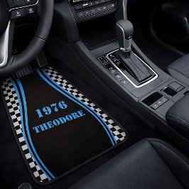 Tapete Automotivo Personalized Retro Racing Blue Stripe