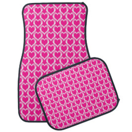 Tapete Automotivo Pink White Hearts Pattern