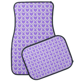 Tapete Automotivo Purple White Hearts Pattern