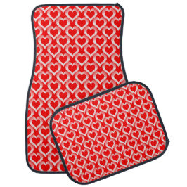 Tapete Automotivo Red White Hearts Pattern