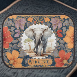 Tapete Automotivo Wild & Free Jungle Elephant Fall Art Nouveau Flora