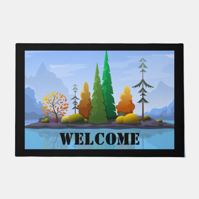 Tapete Autumn Lake Island Welcome Door Mat (Frente)