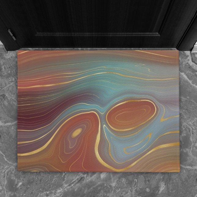 Tapete Autumn Strata | Terra Cotta Teal e Agate Dourado (Criador carregado)