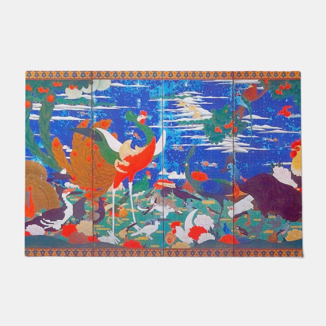 Tapete Aves, Animais e Plantas Flores (Esquerda) Jacuchu (Frente)