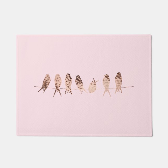 Tapete Aves de Cobre Simples e Modernas | Porta Mat (Frente)