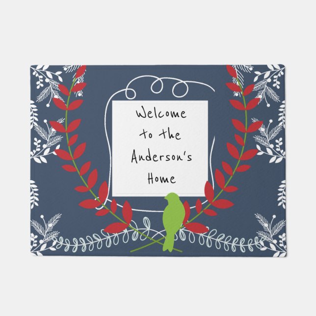 Tapete Aves e Vinhas Personalizadas de Férias de Natal (Frente)