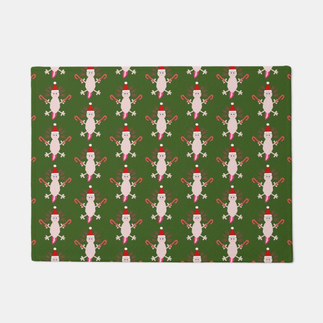 Tapete Axolotl de Natal Bonito Padrão (Frente)