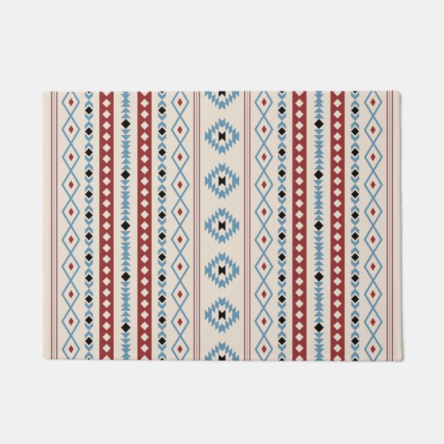 Tapete Aztec Blue Black Cream Mixed Motifs V Pattern (Frente)