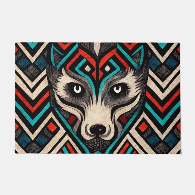 Tapete Aztec Wolf Face (Frente)