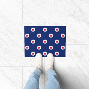 Tapete Azul Branco Patriótico Stars Porta Moderna Mat