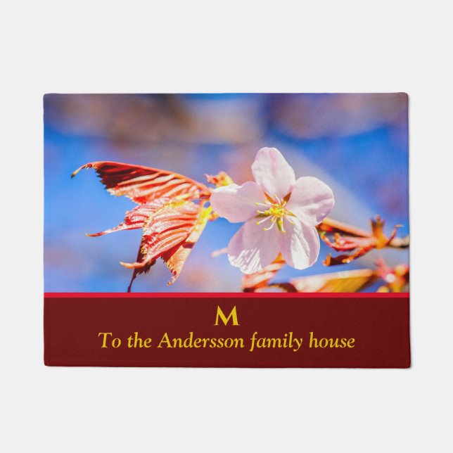 Tapete Azul-céu cor-de-rosa Sakura (Frente)