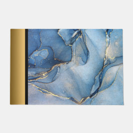 Tapete Azul Chic Moderno Elegante e Dourado Padrão Marble