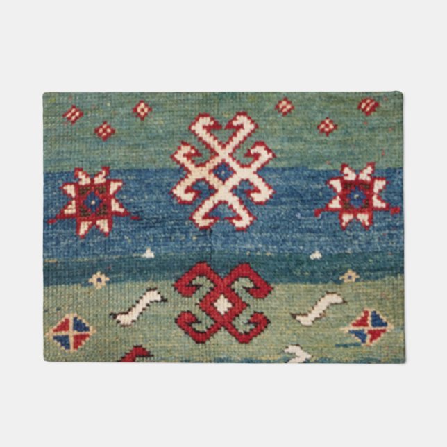 Tapete Azul-claro, de aço colorido, com verificação verde (Frente)